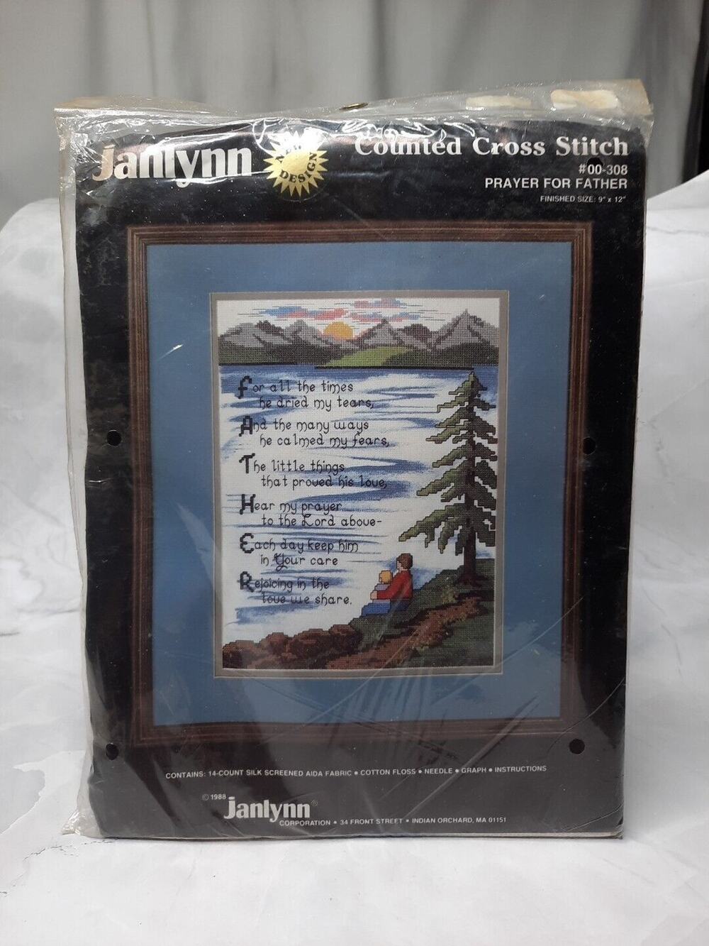Janlynn Counted Cross Stitch Kit Prayer For Father 00-308 Vintage 1988